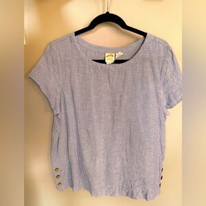 C&C California Blue Linen Blouse